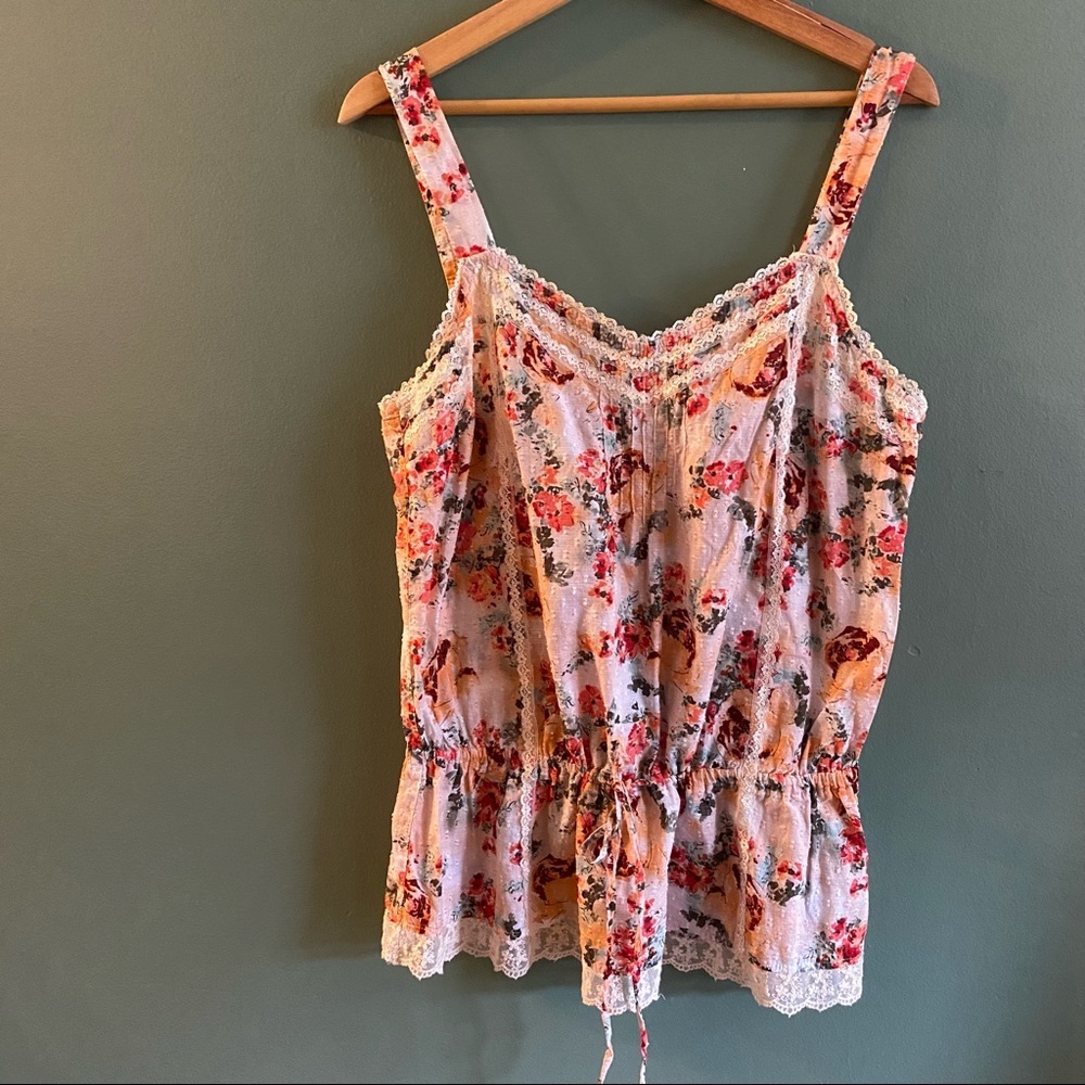 DRESSBARN | XL | tank | sleeveless | blouse | top | floral | lace | multi color